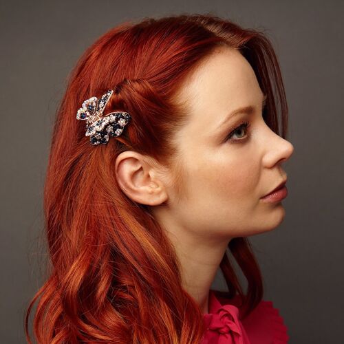 Butterfly Hair Clip Claw Rose Gold - Black