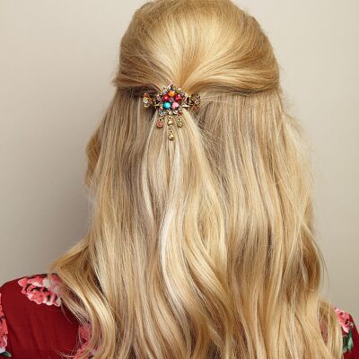 Flower Hair Accessory with Gems - Multi-Colour