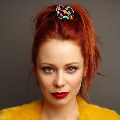 Scrunchie colorato con gioielli