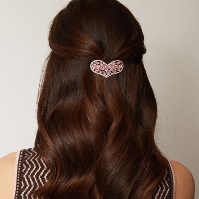 Heart Hair Clip in Crystal - Pink
