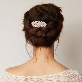 Barrette Perle avec Cristal - Or Rose 1