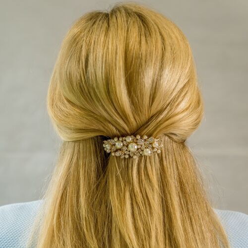 Pearl Hair Clip with Crystal - Gold