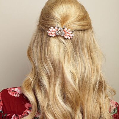 Pince à Cheveux Vintage Paon Rose