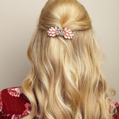 Fermaglio per capelli vintage rosa pavone
