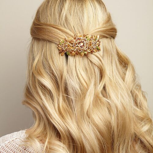 Crystal Hair Clip Large Rose - Gold