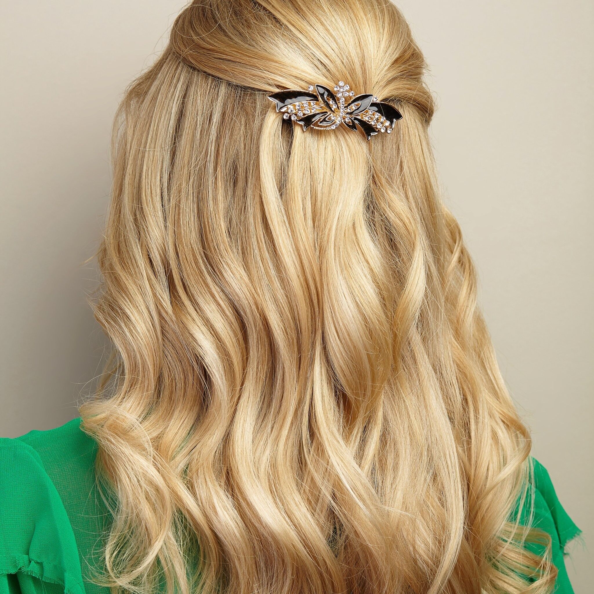 Fermaglio per Capelli Farfalla con Smalto - Nero