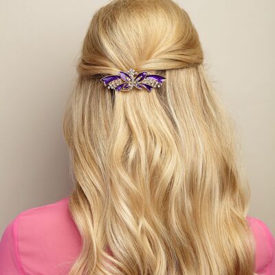 Pince à cheveux papillon avec émail - Violet