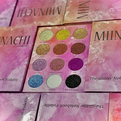 Miinachi Pressed Glitter Notebook Palette No Glue Needed Glitter Palette Pigmented No Fall Out 12 Shades