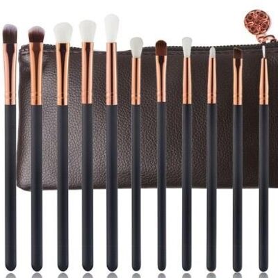 Miinachi All Black Everything Brush Set 12 Brushes IncludingFaux Leather Bag Easy Traveling  Professional Make Up Artist