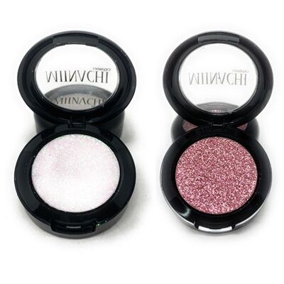 Single Pressed Glitter in the shade Pinky Promise and Alpha JUMBO Size, No Glue Needed, In Compact, Pigmented, No Fall Out, Glitter, Cosmetic Grade