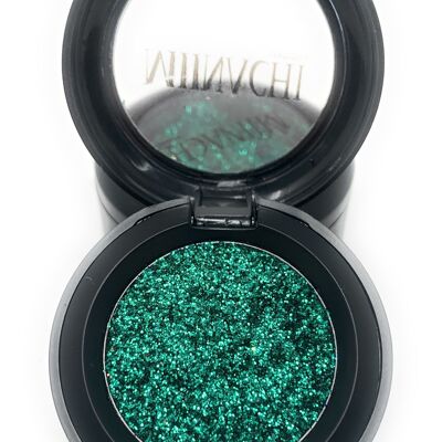 Single Pressed Glitter in the shade Hulk, No Glue Needed, In Compact, Pigmented, No Fall Out, Glitter, Cosmetic Grade Glitter