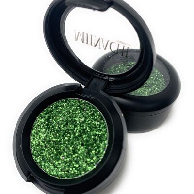 Single Pressed Glitter in the shade Poison Ivy, No Glue Needed, In Compact, Pigmented, No Fall Out, Glitter, Cosmetic Grade Glitter, Green