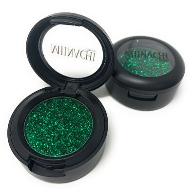 Single Pressed Glitter in the shade Zelena, No Glue Needed, In Compact, Pigmented, No Fall Out, Glitter, Cosmetic Grade Glitter
