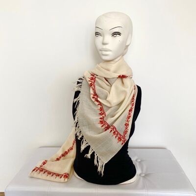 Wool Shawl in Floral Wines