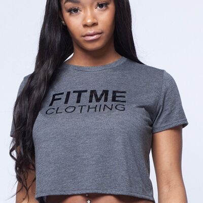 Camiseta corta fluida gris oscuro Signature