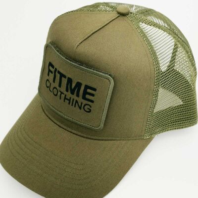 Cappellino trucker verde militare con patch snapback