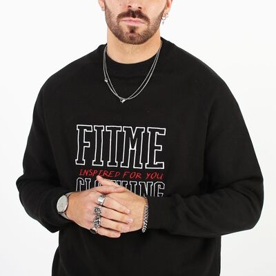 FitMe Kleidung inspirierter Pullover mit Stickerei in Schwarz