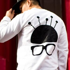 Pull unisexe blanc 'Nerd Head'