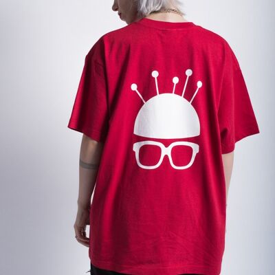 Unisex Nerd Kopf rotes T-Shirt