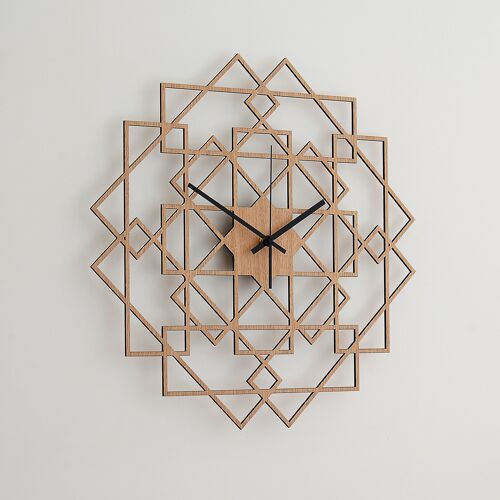 Wall Clock SQUARE - Wooden Geometric Wall Clock, 43cm Size