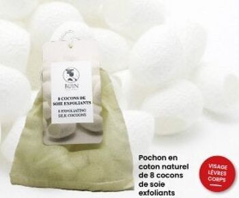 Cocons de soie exfoliants 100% naturel X 8 pour visage et corps 1