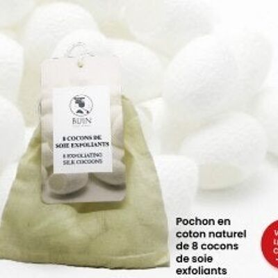 Cocons de soie exfoliants 100% naturel X 8 pour visage et corps