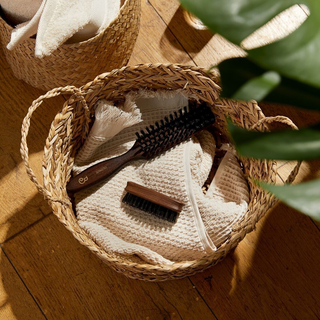 Flachbürsten-Haarglätter in massiver Buche 5-reihig