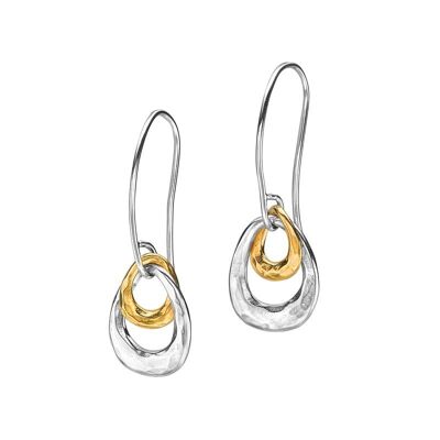 Silver & Yellow Vermeil Entwined Drop Earrings