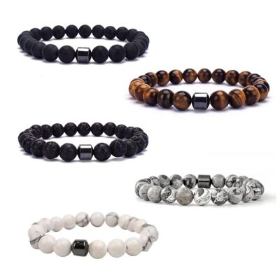 Bracciali in pietra naturale | braccialetto di perline | multicolore | Confezione da 5