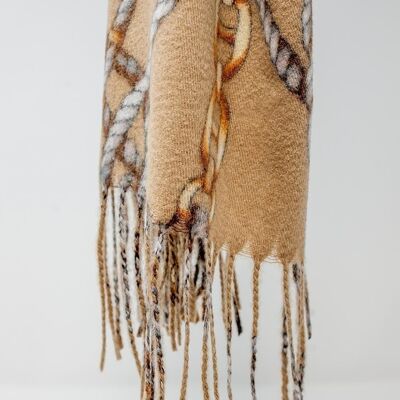 Foulard beige imprimé chaîne