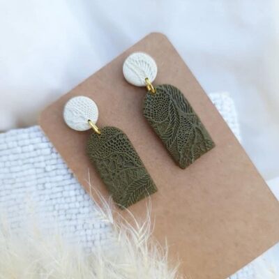 Matcha Collection Green and Beige Polymer Clay Earrings