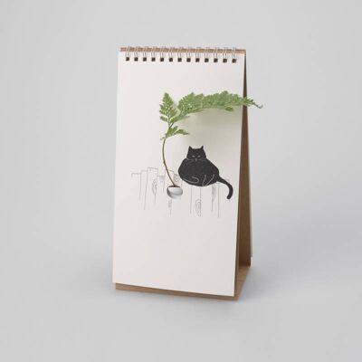 Flip vase- Cat - soliflore carnet - CADEAU Noel - chat
