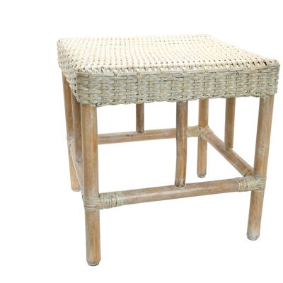 Small Sitine stool in white limed rattan