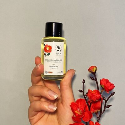 Aceite de camelia orgánico para rostro, cuerpo, cabello, estrías, hombres y mujeres.