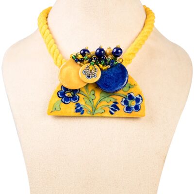 Ethiqana Handgemachte halbe Scheibe Halskette – Gelb