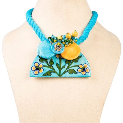 Ethiqana Handmade Half Disc Necklace – Turquoise