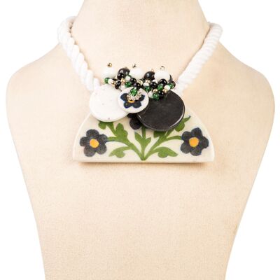 Ethiqana Handgemachte halbe Scheibe Halskette – Weiß