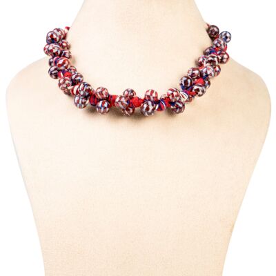 Ethiqana Handmade Bunch Halskette – Rot Blau Weiß