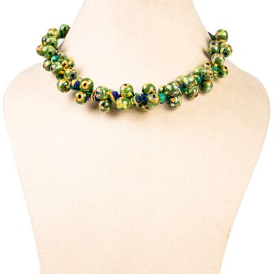 Collier Bouquet Fait Main Ethiqana – Vert Jaune Bleu