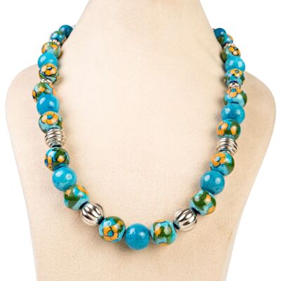 Collier de perles pleines fait main Ethiqana – Turquoise