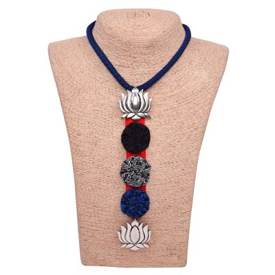 Ethiqana Handmade Lotus Pendant Necklace – Navy
