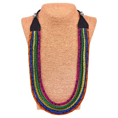 Collar de cuerdas multicolor hecho a mano Ethiqana