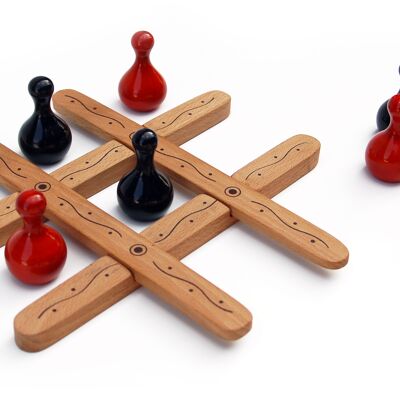 Holzspiele Klassische Nullen und Kreuze und 3 weitere Spiele Handgefertigte ungiftige Farben