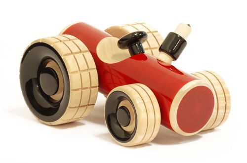 Wooden Toy Tractor Classic Red Handmade Non Toxic Colours Fair trade