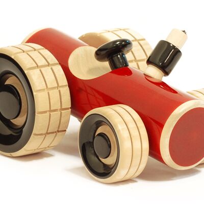 Wooden Toy Tractor Classic Red Handmade Non Toxic Colours Fair trade