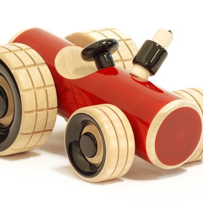 Colori non tossici fatti a mano rossi classici del trattore del giocattolo di legno Commercio equo e solidale