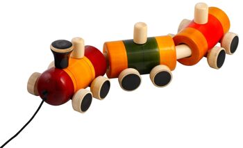 Train jouet en bois à tirer sur des couleurs non toxiques faites à la main