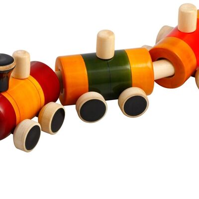 Train jouet en bois à tirer sur des couleurs non toxiques faites à la main