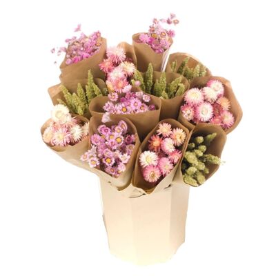 Dried flowers, 12 pink bunches