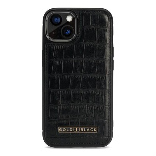 iPhone 13 MagSafe Leder Case Kroko-Prägung schwarz